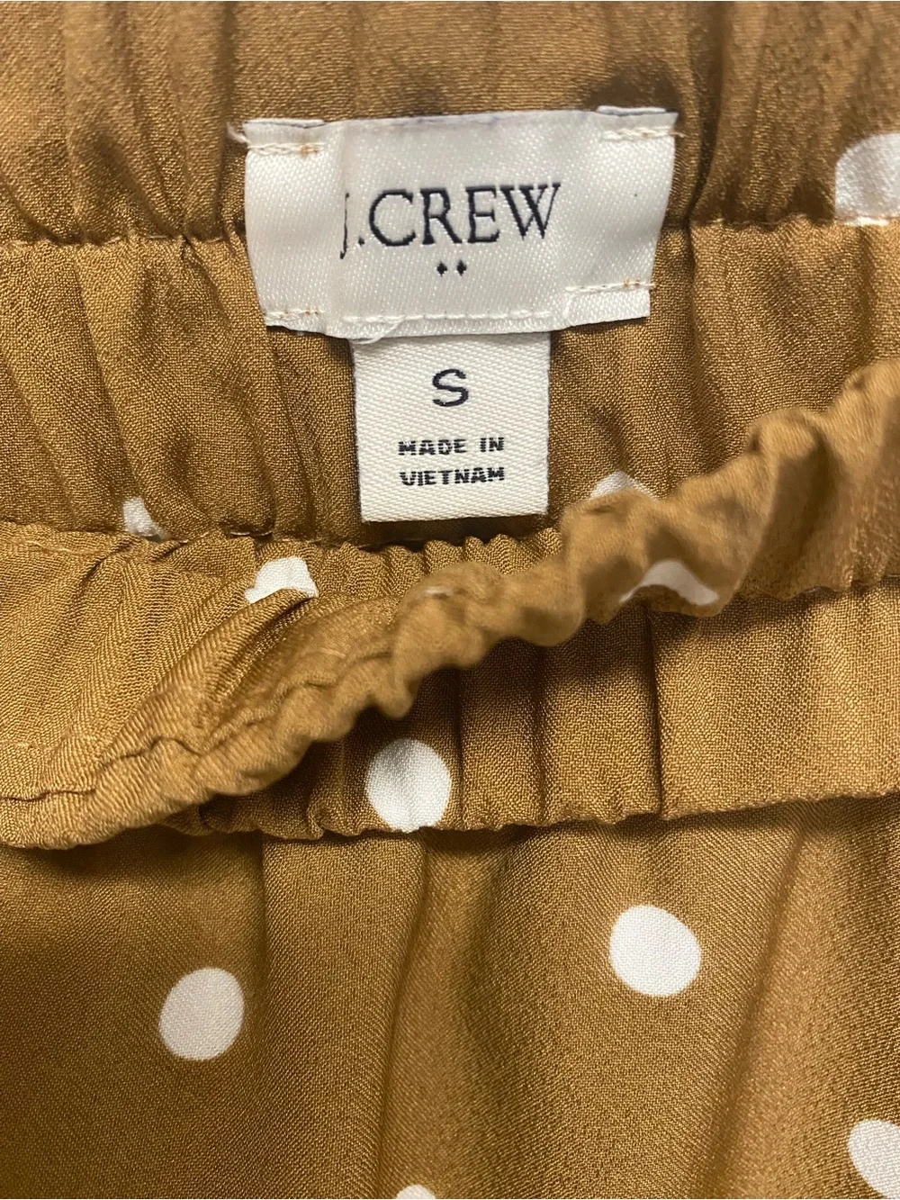 J. Crew Camel Midi Skirt with White Polka Dots - Picture 3 of 7